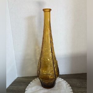 Vtg Amber Empoli Bottle with Fruit Design